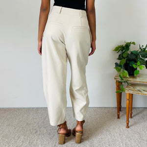 Barrel Leg Buttoned Hem Trousers (XS)