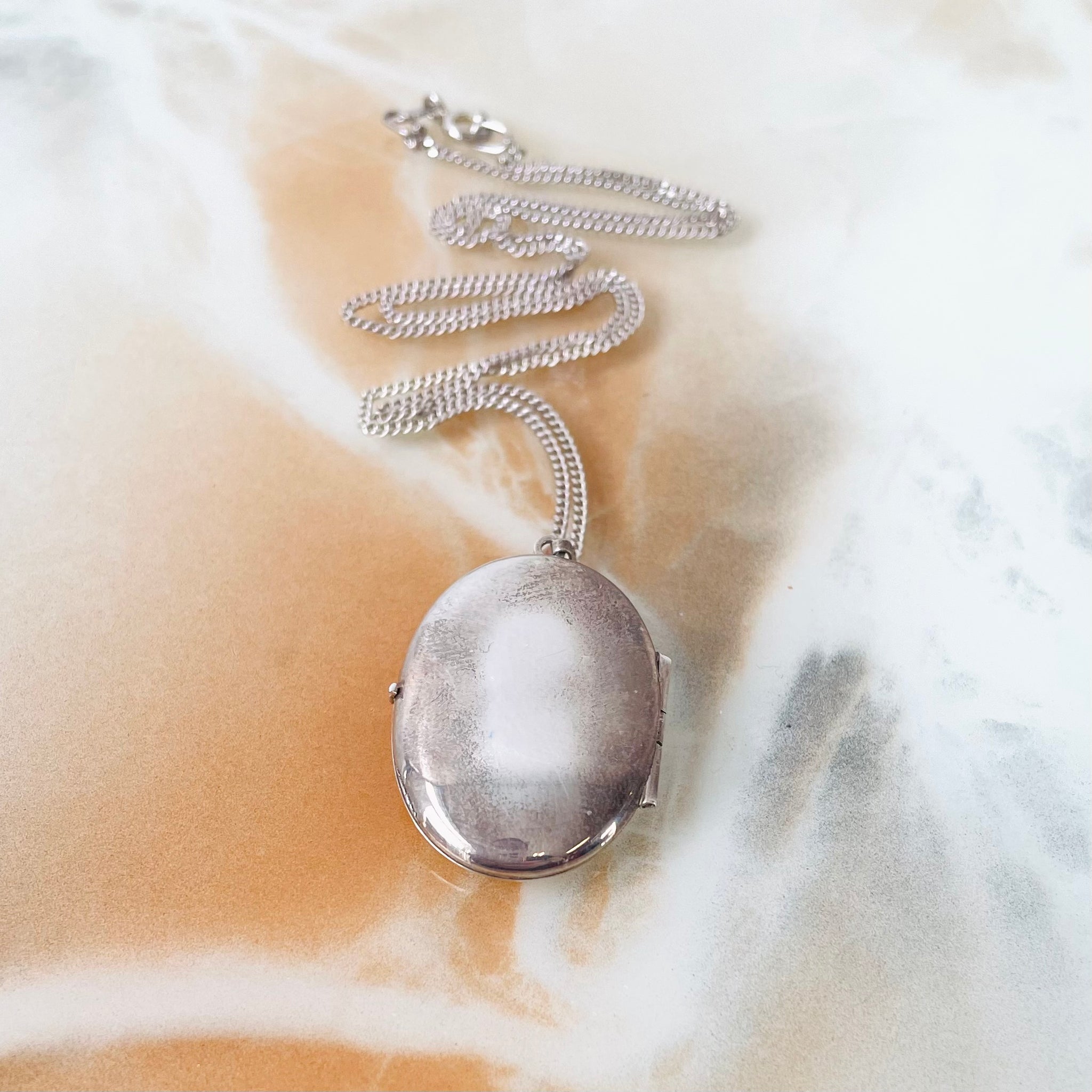 Vintage Sterling Silver Oval Locket