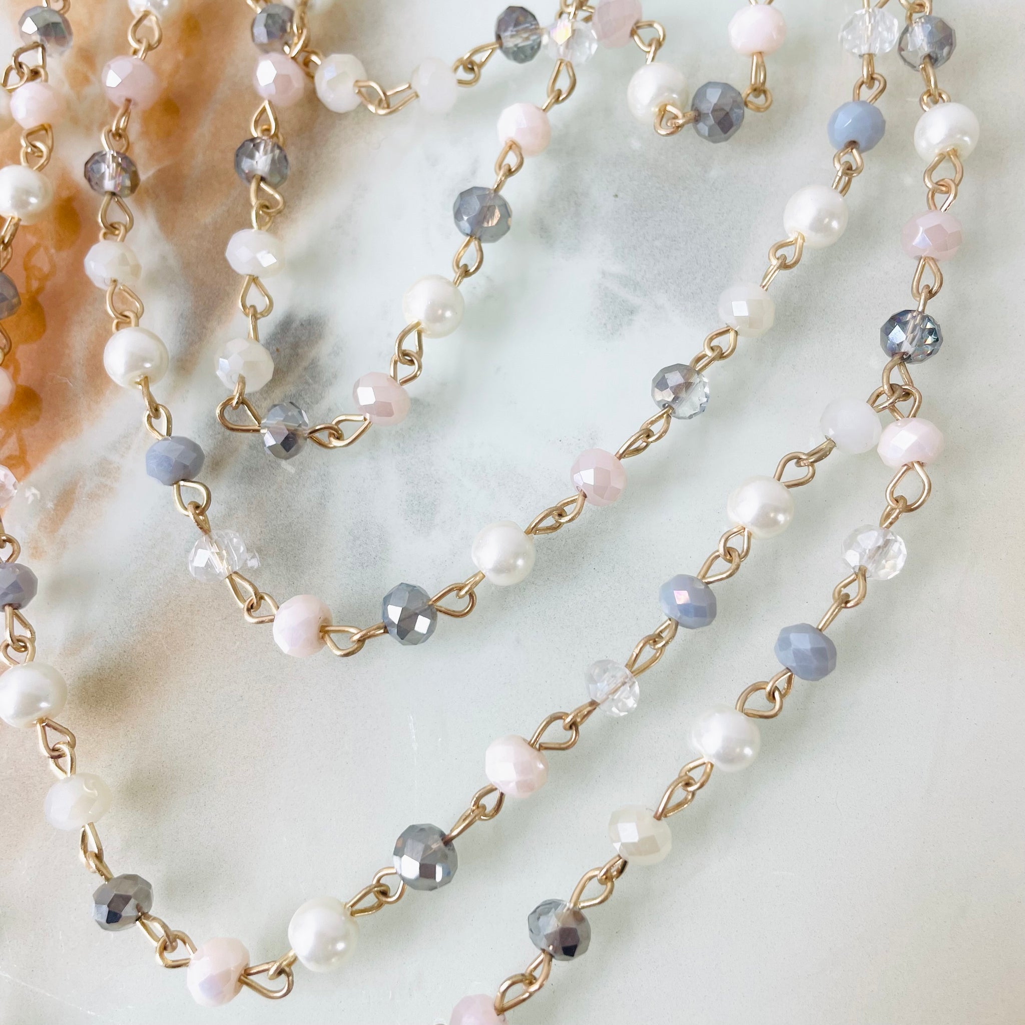 Layered Faux Pearl and Bead Necklace
