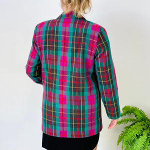 Colourful Wool Blend Checked Blazer (L)