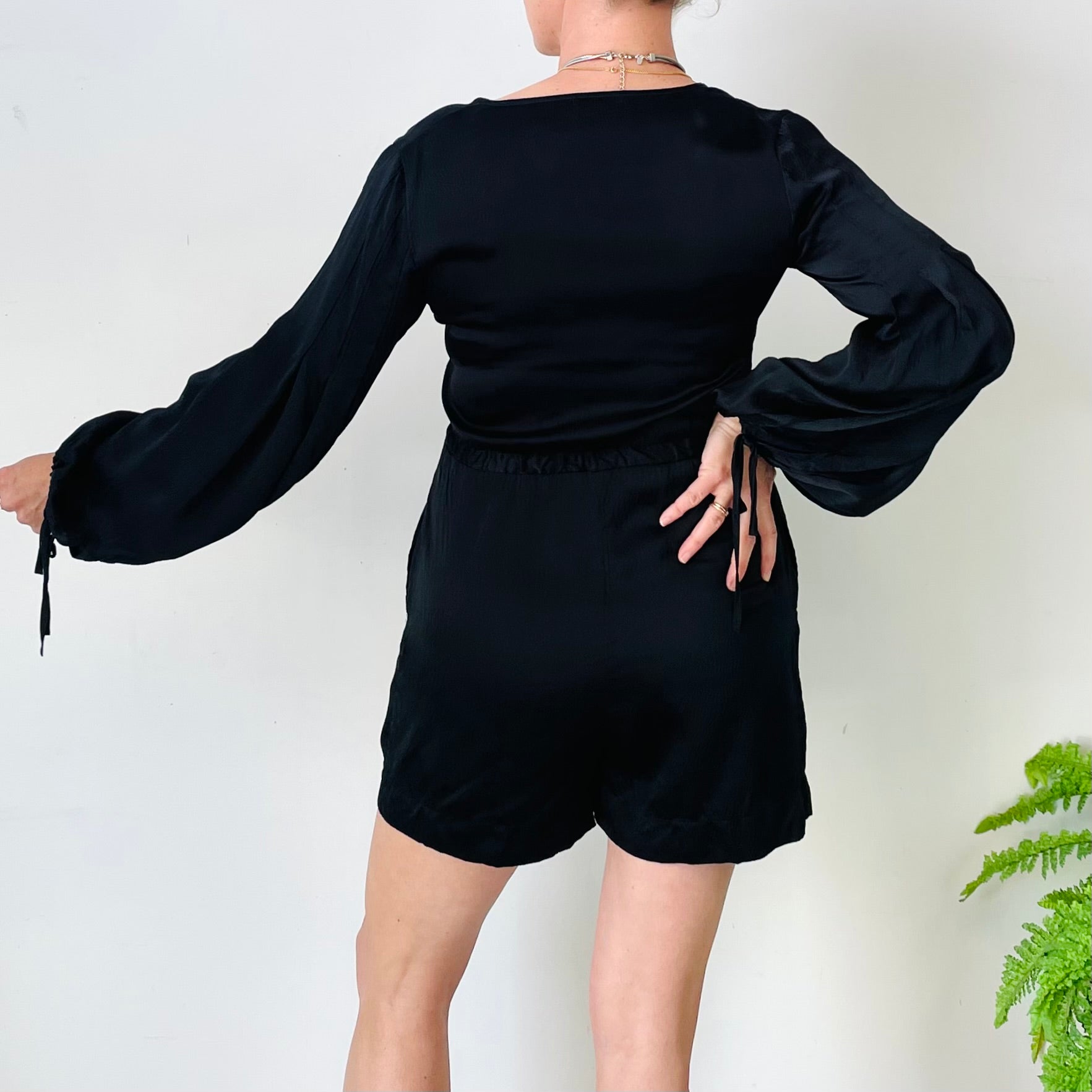 Lonely Satin Tie Front Playsuit (XS-S)