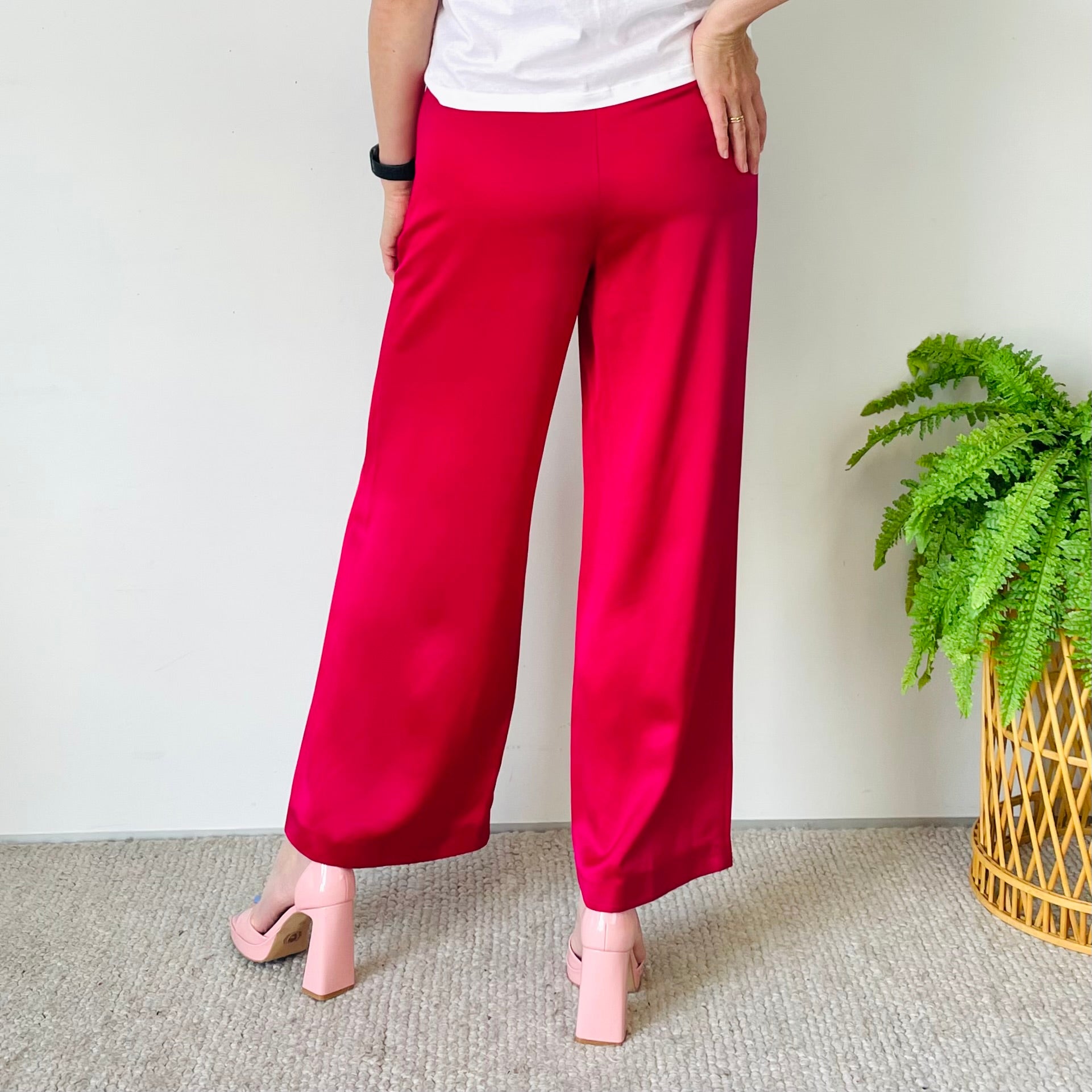 Wide Leg Satin Pants (M)