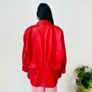 Vintage Red Leather Jacket (L)