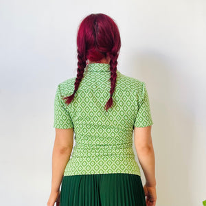 Diamond Pattern Button Up Tee (XS)