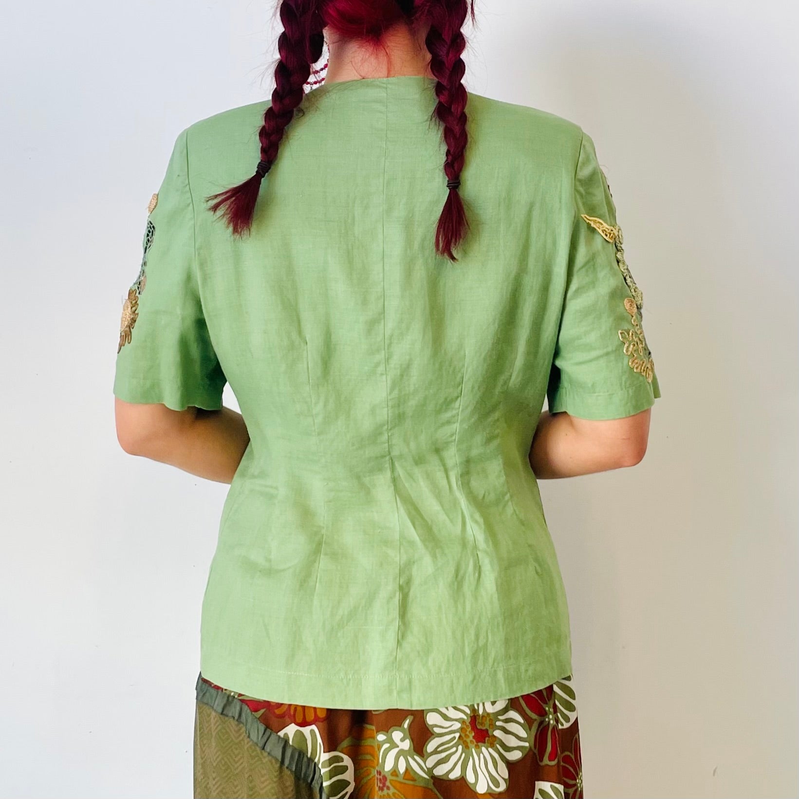 Embellished Sleeve Blouse (M-L)