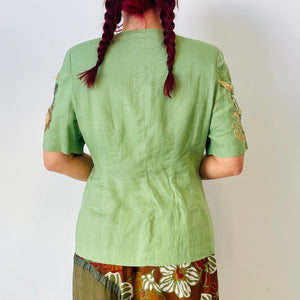 Embellished Sleeve Blouse (M-L)