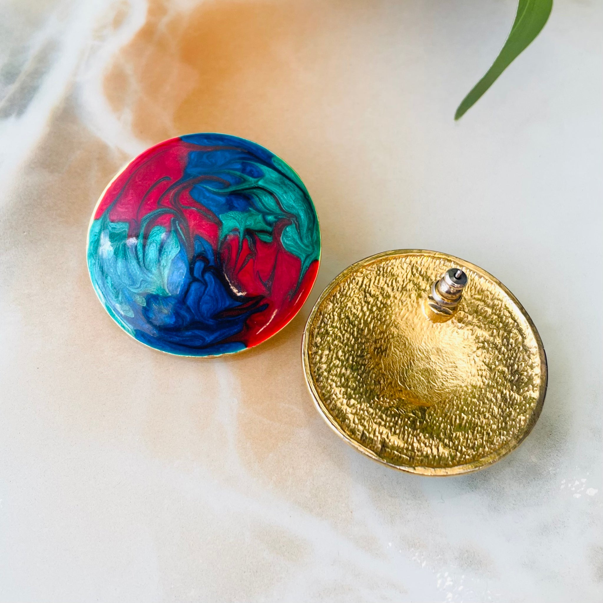 Large Vintage Enamel Studs