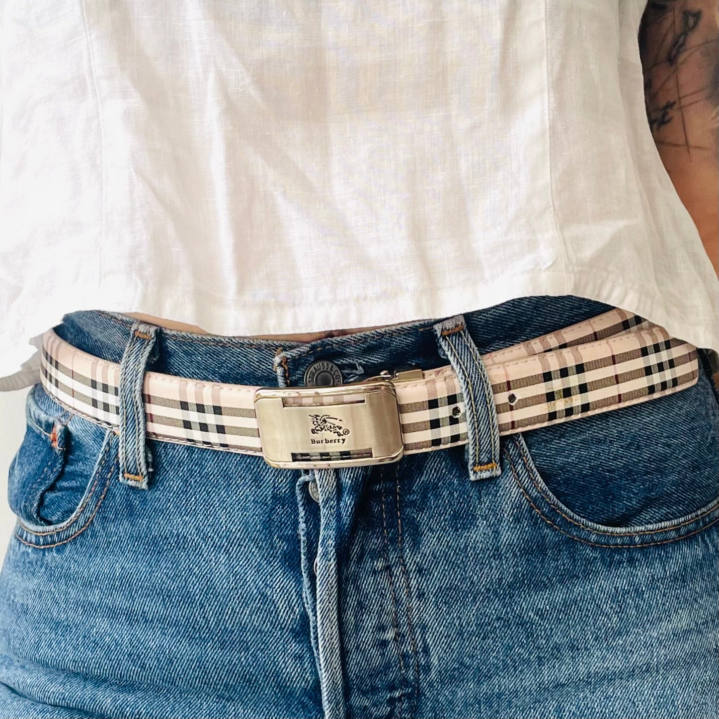 Pink Checked Belt (L-XL)