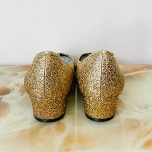 Vintage Gold Glitter Pumps