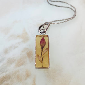 Vintage Rosebud & Sterling Silver Necklace