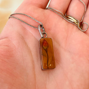 Vintage Rosebud & Sterling Silver Necklace