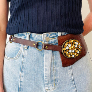 Leather & Jewelled Buckle Belt