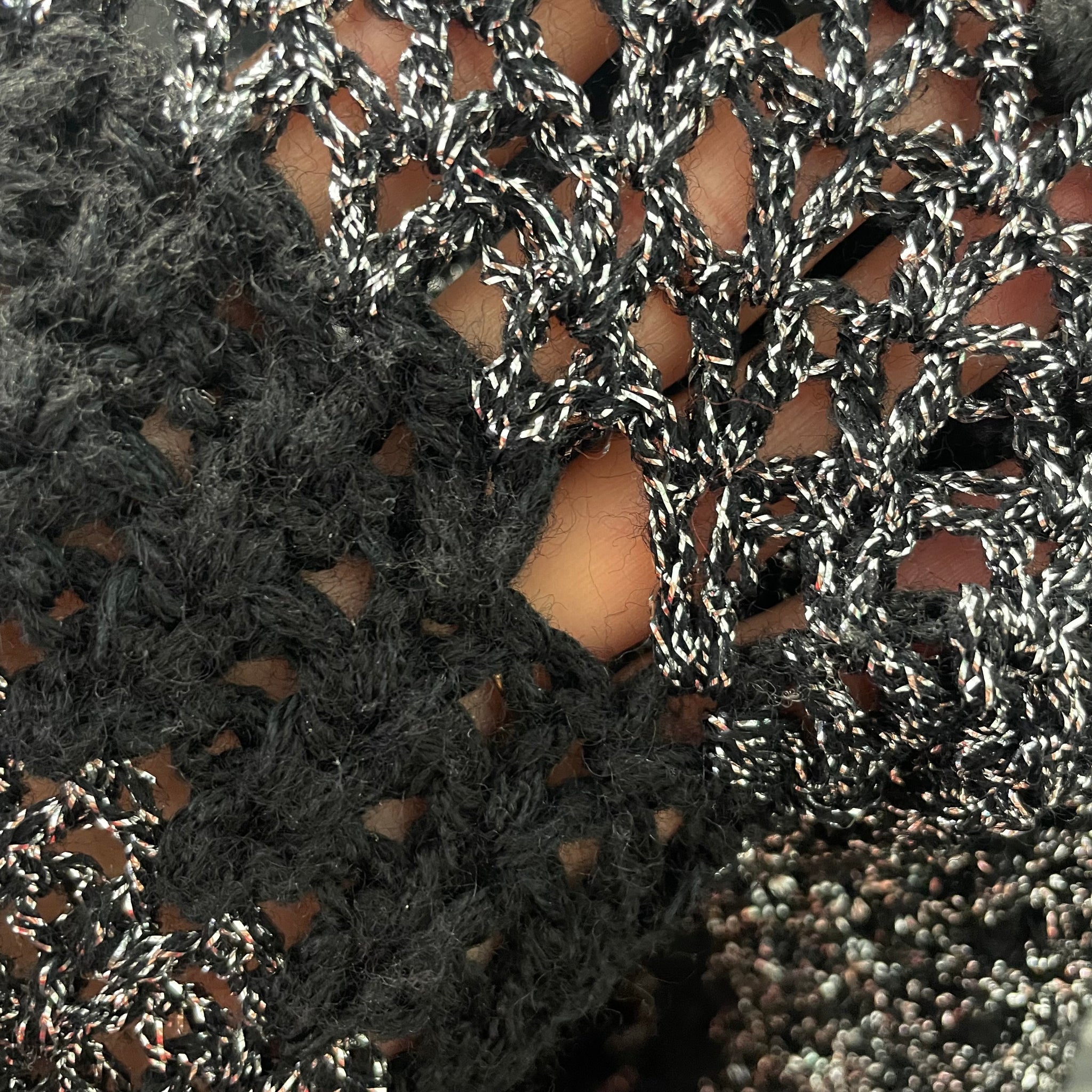 Black and Silver Crochet Cardigan (M-L)