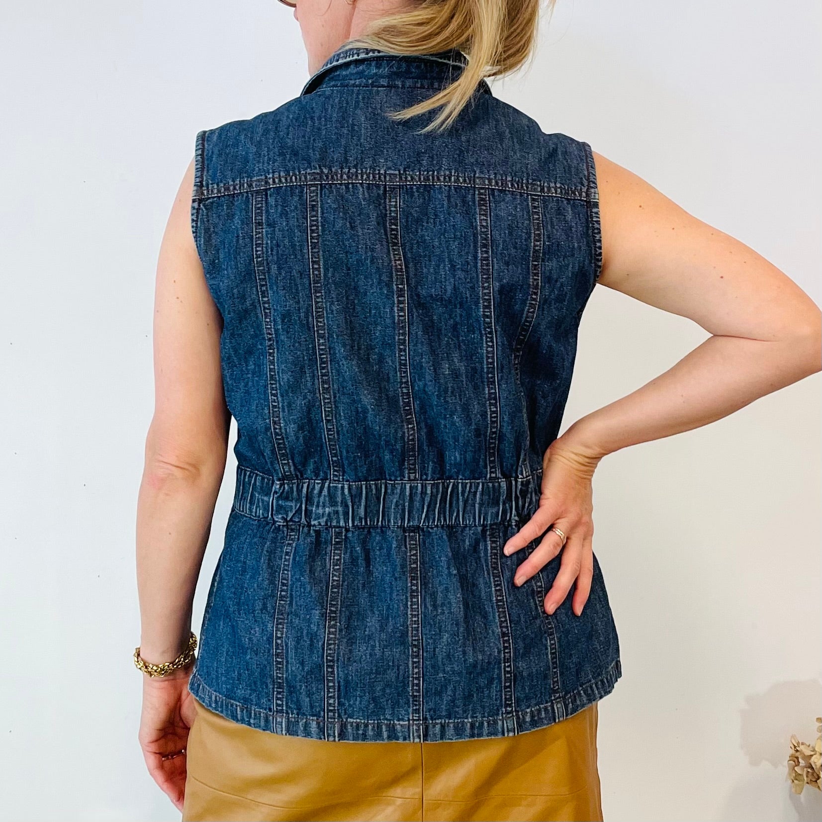 Vintage Zip Up Denim Vest (XL)