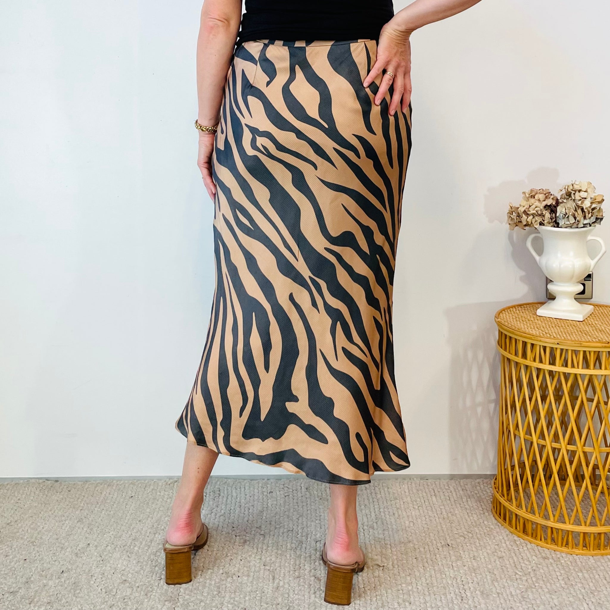 Zebra Print Midi Skirt (M)
