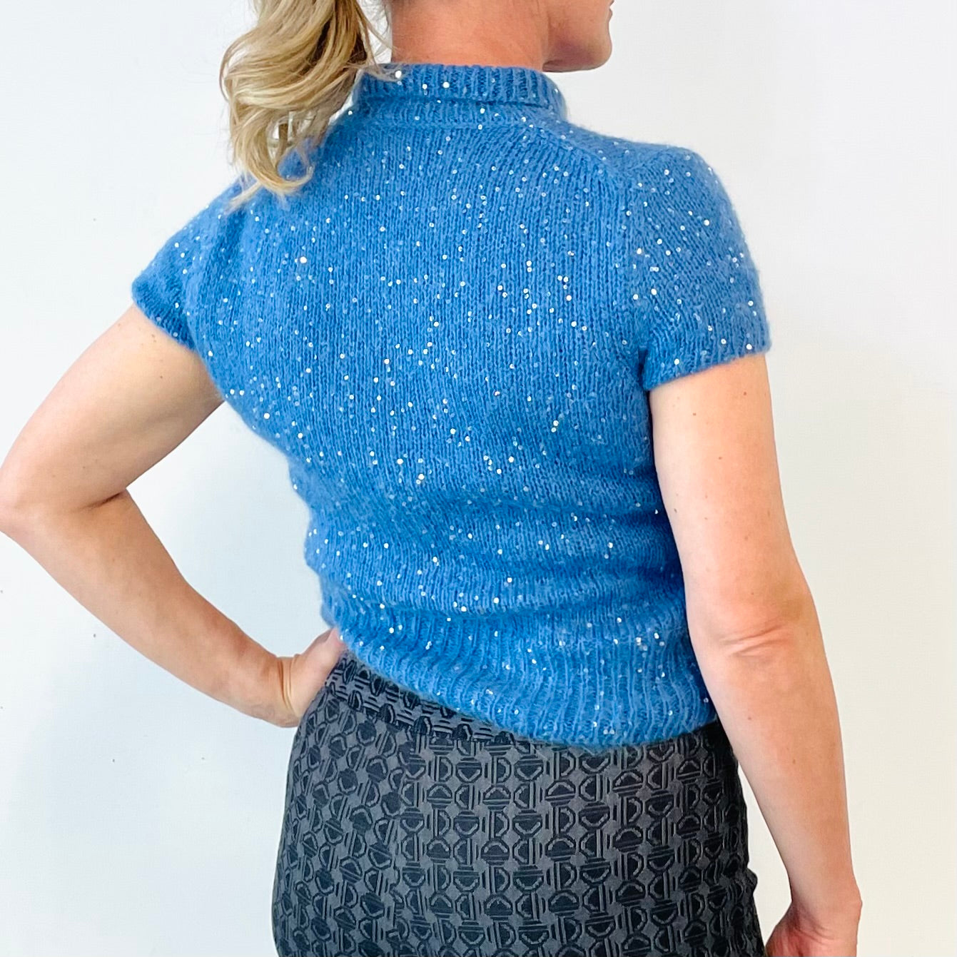 Mohair Blend Sequin Knit Top (S)