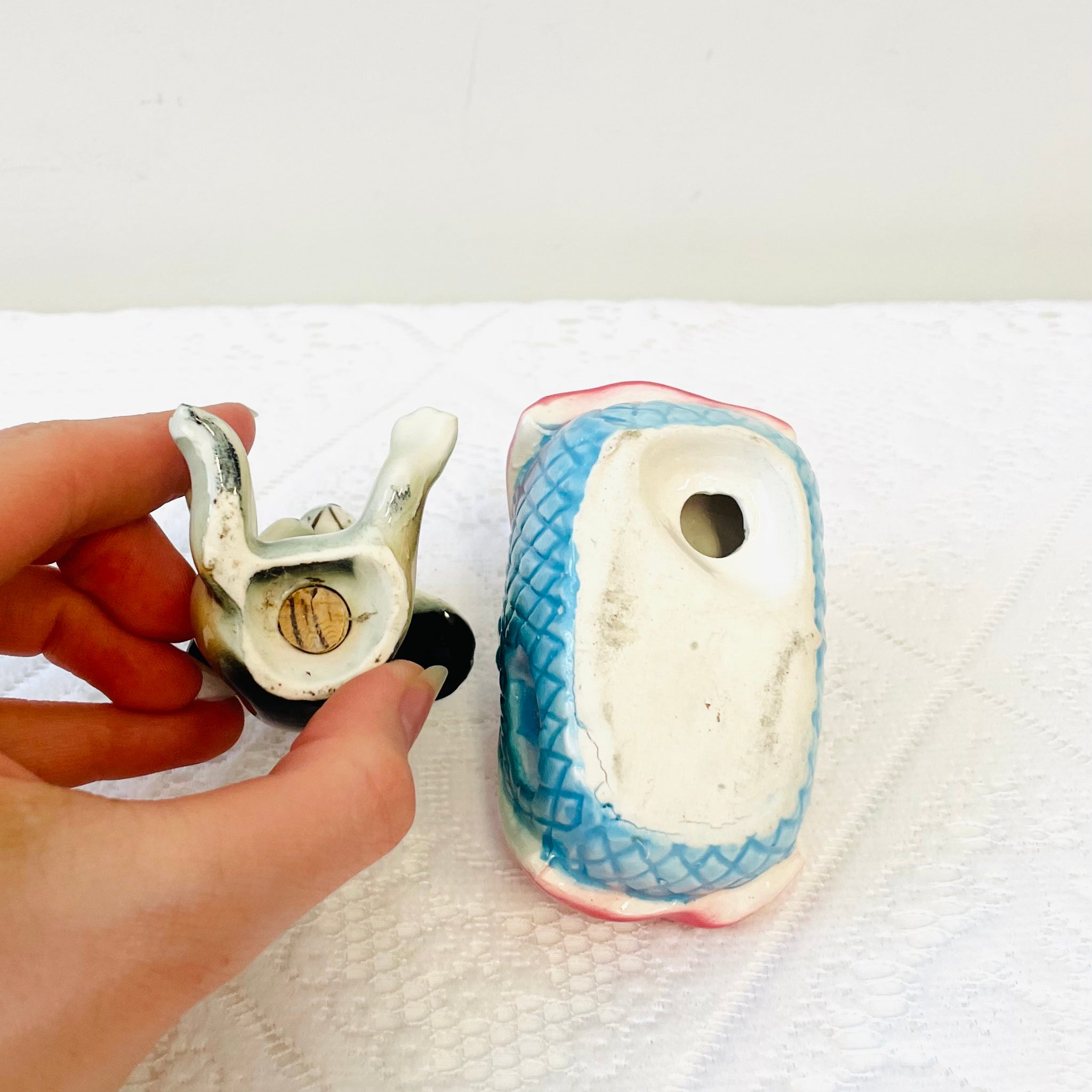 Vintage Puppy in a Basket Salt and Pepper Shakers