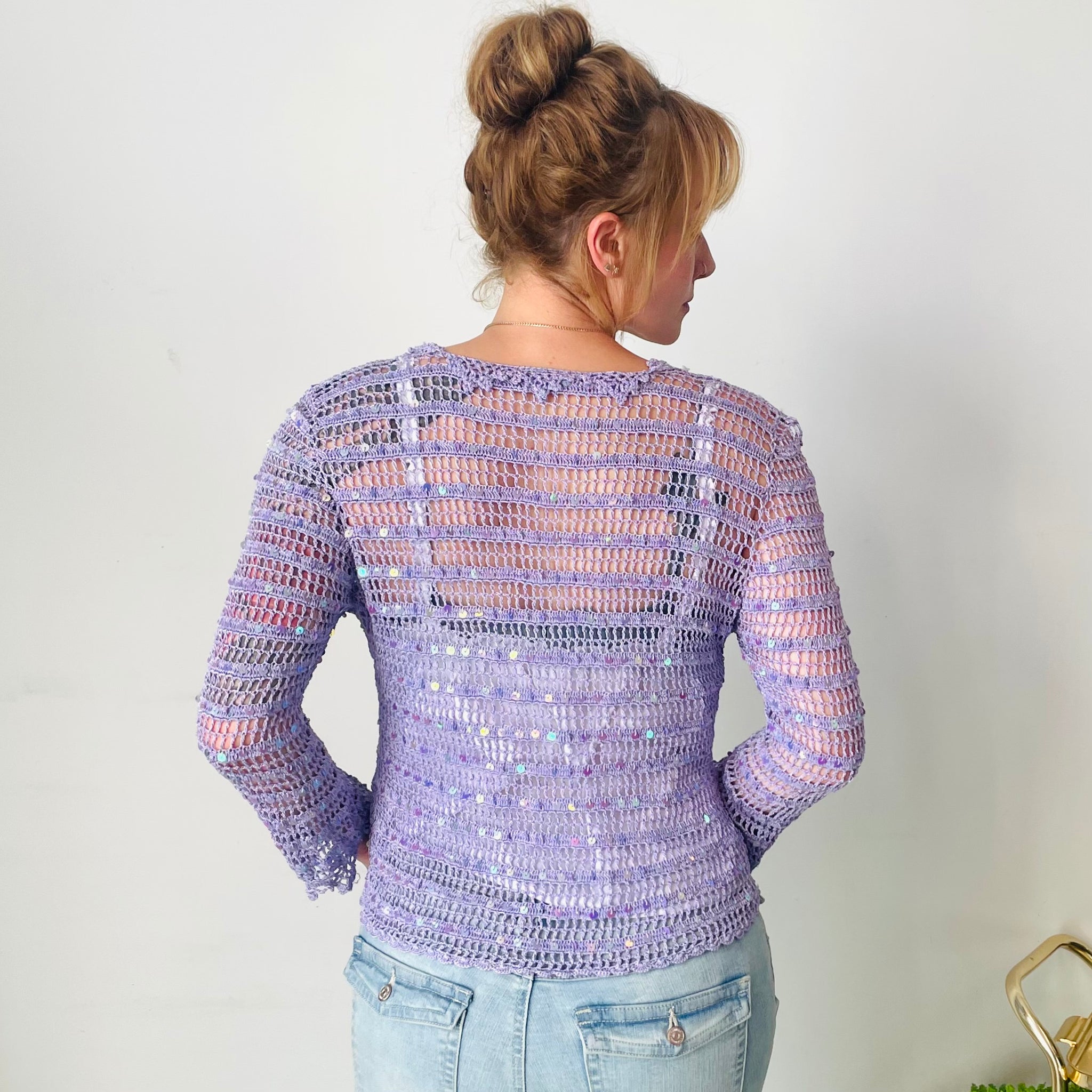 Y2K Crochet Sequin Cardigan (S-M)