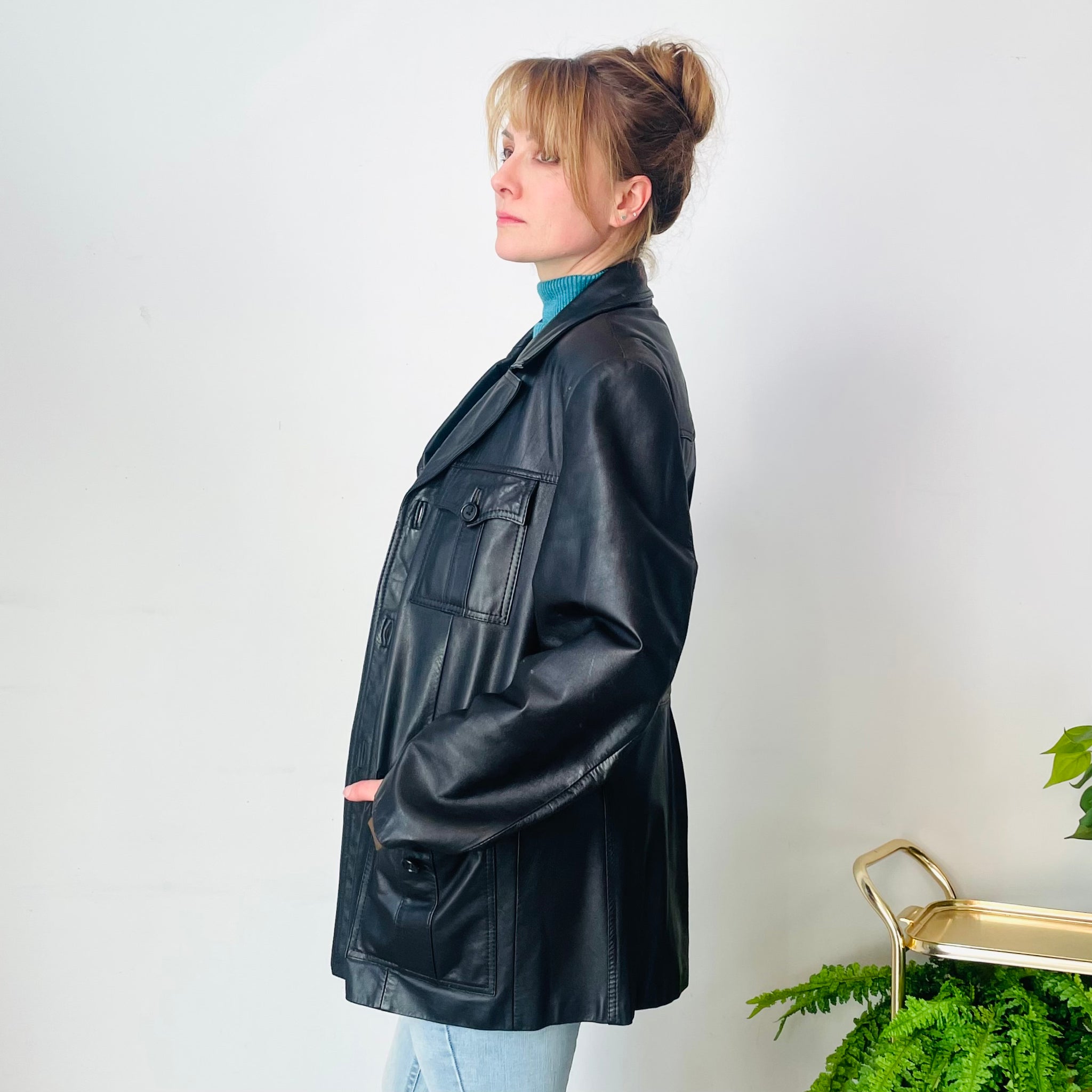 Chocolate Brown Leather Jacket (L-XL)