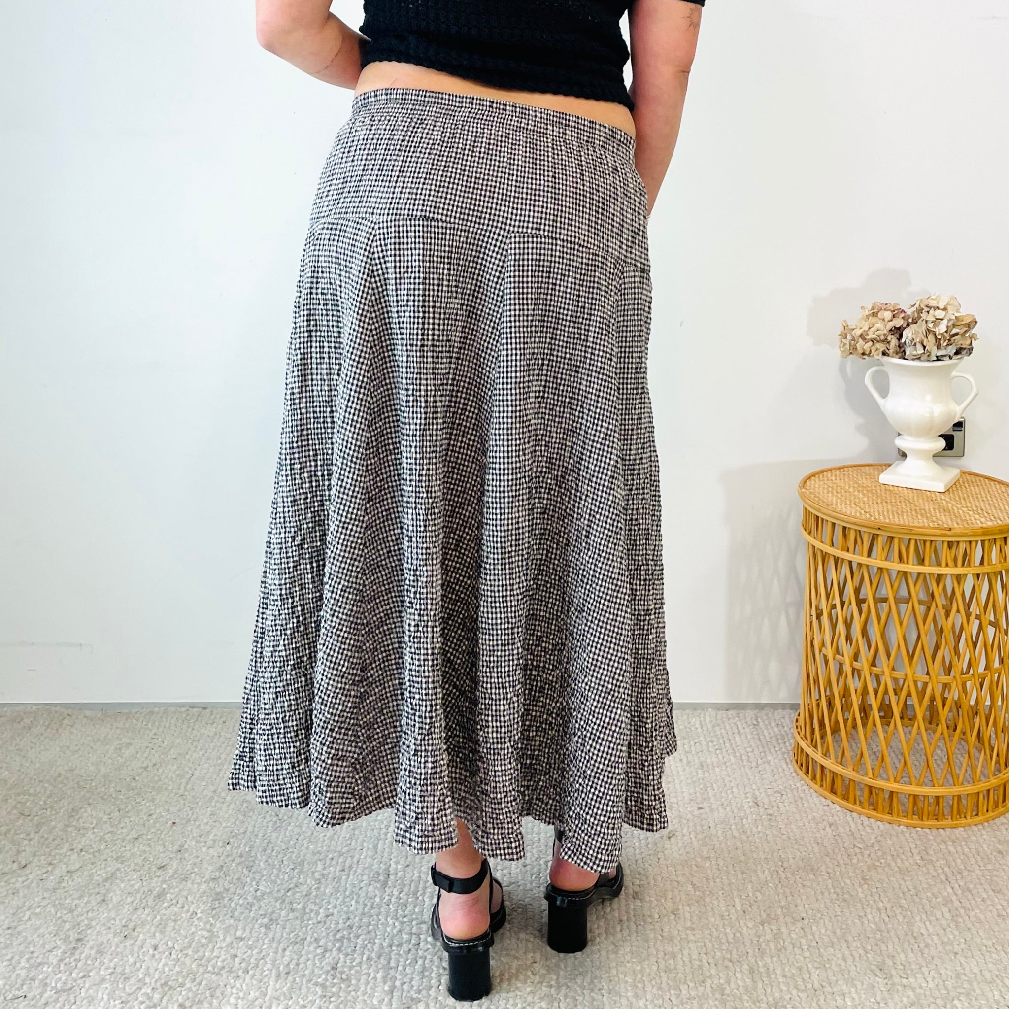 Gingham Flared Maxi Skirt (M-L)