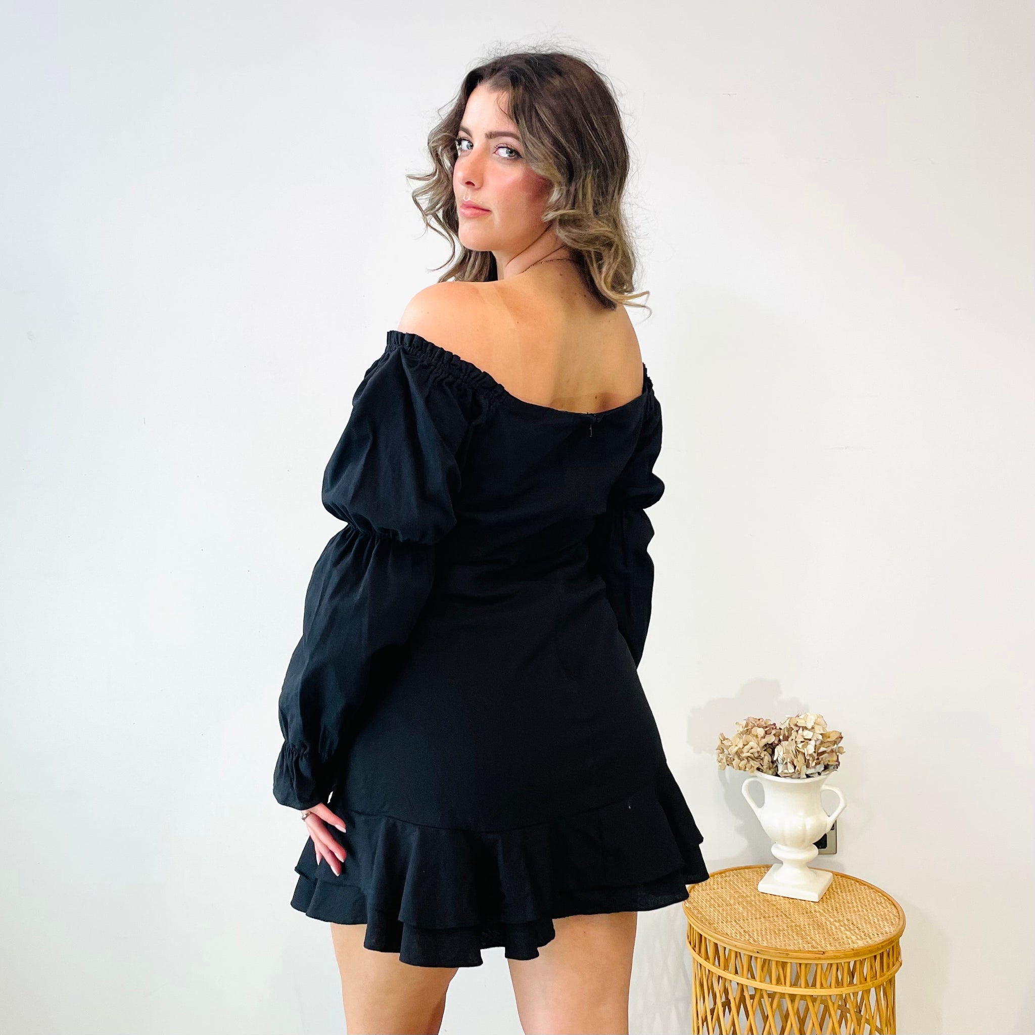 Off The Shoulder Ruffle Mini Dress (XL)