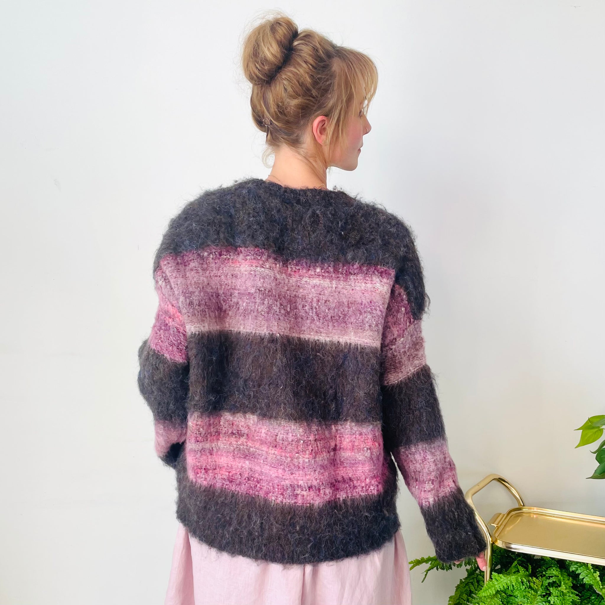 Ombre Striped Fluffy Knit Sweater (S-M)