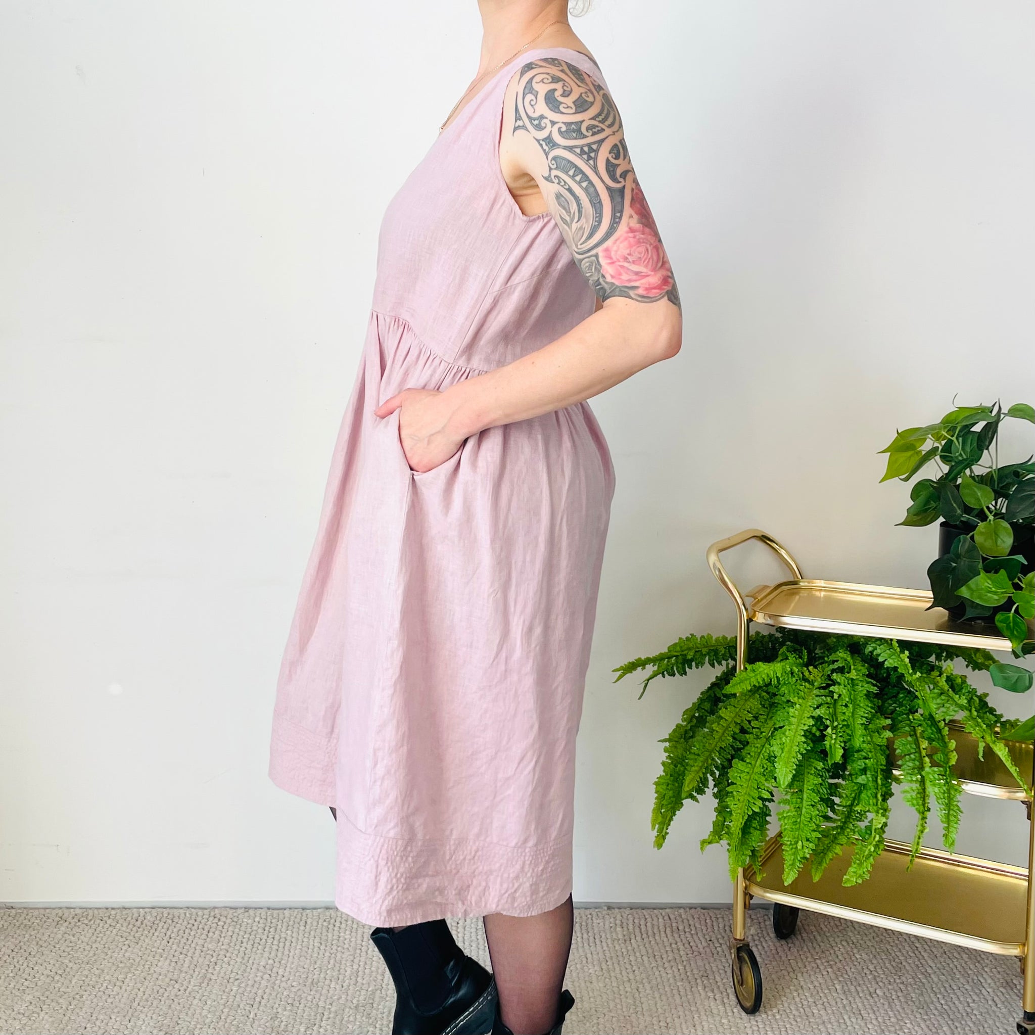 Linen Midi Dress (S-M)