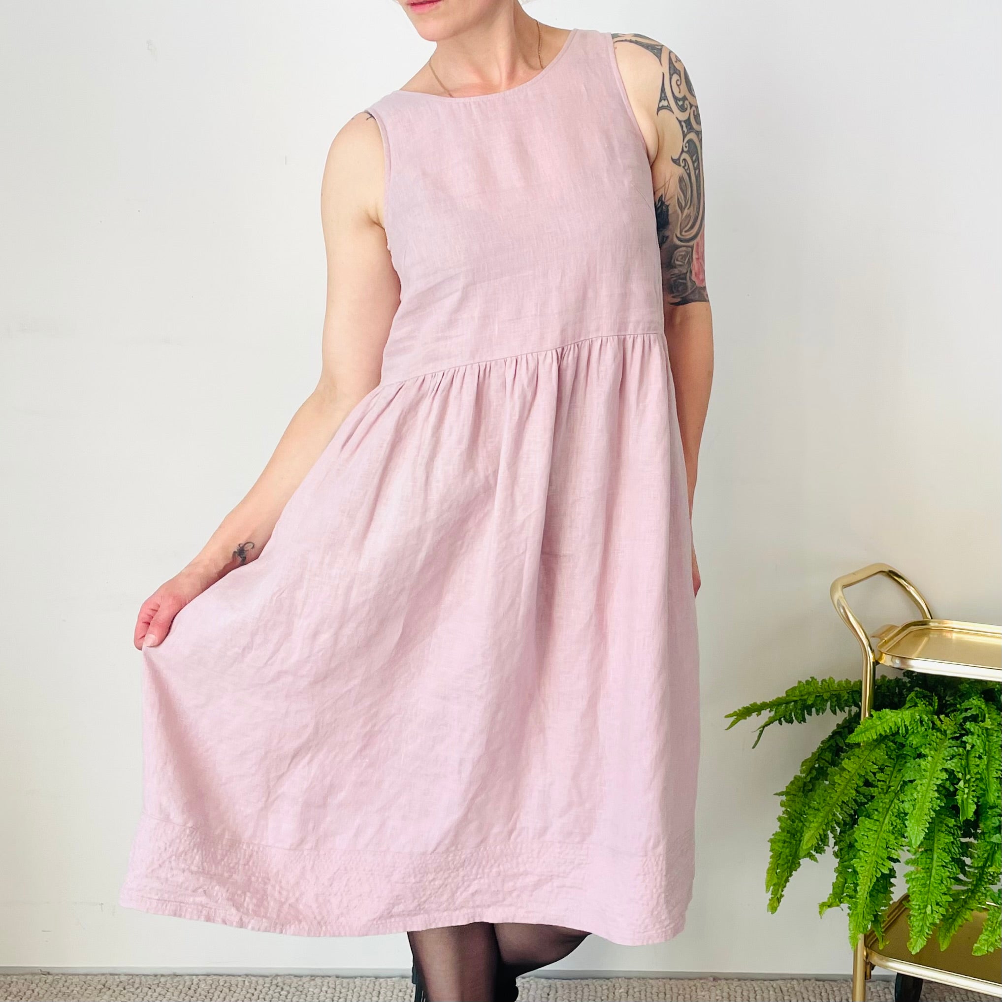 Linen Midi Dress (S-M)