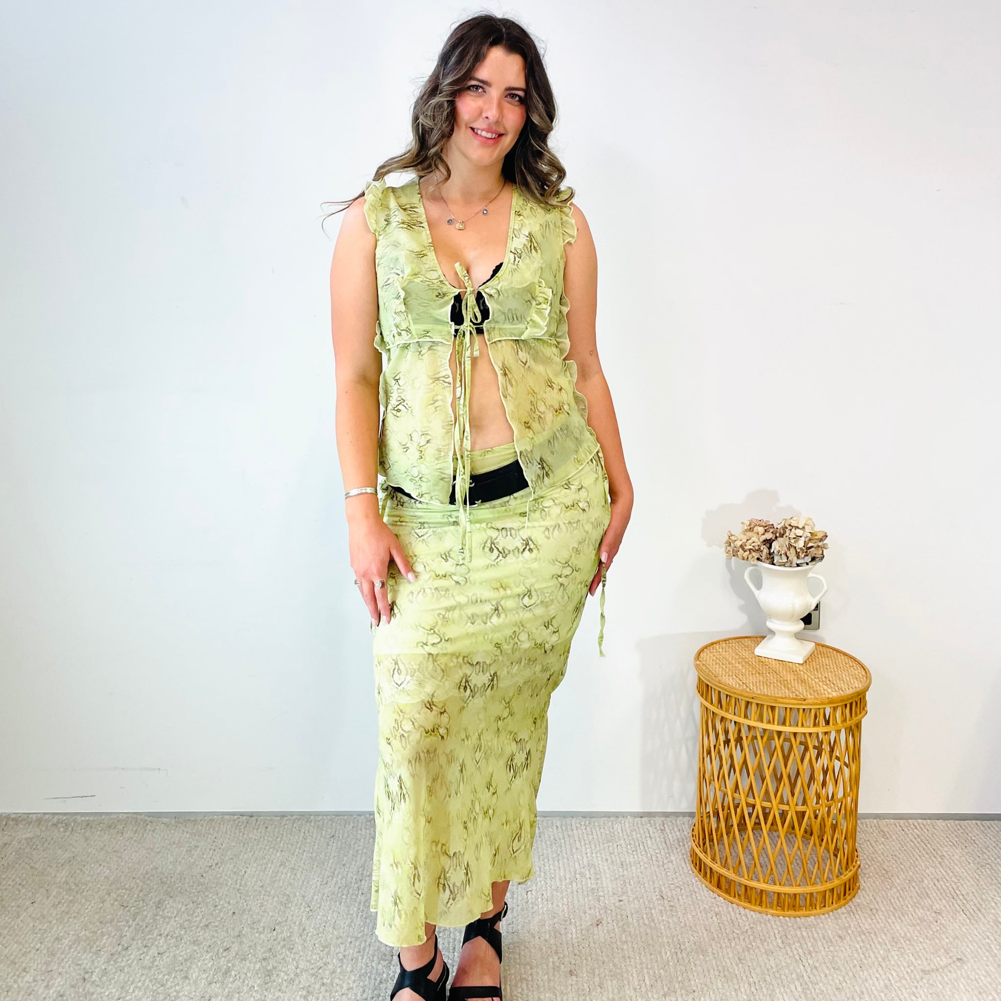 Sheer Snake Print Two Piece Set (M)