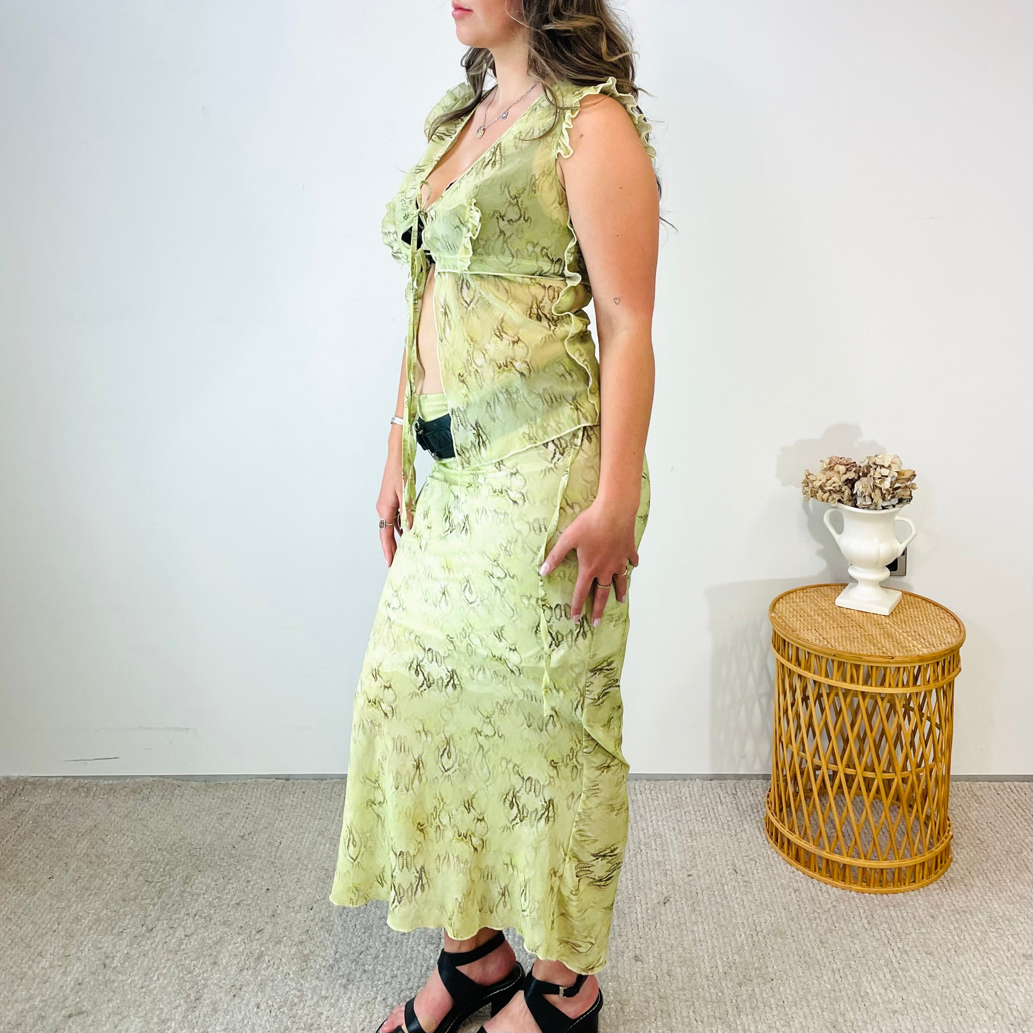 Sheer Snake Print Two Piece Set (M)