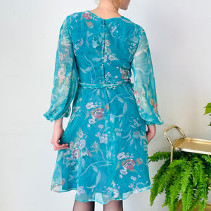 Vintage Floral Long Sleeve Dress (XS-S)