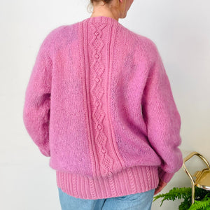 Mohair Blend Cable Knit Cardigan (M-L)