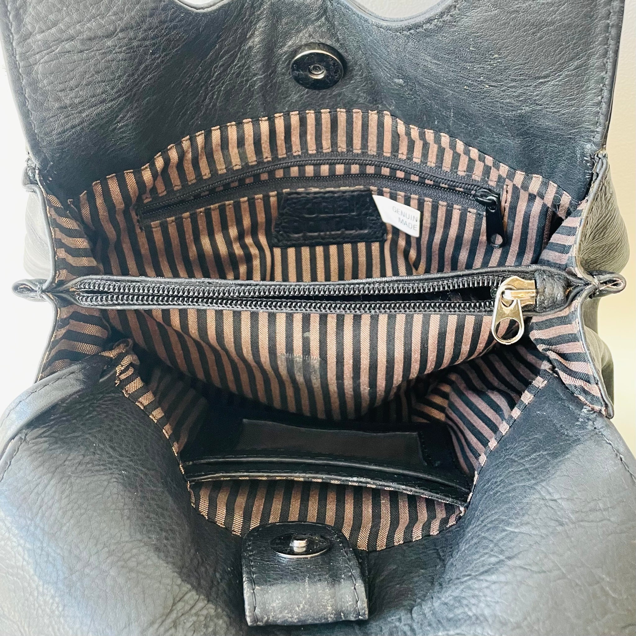 Vintage Leather Handbag with Attached Coin Purse