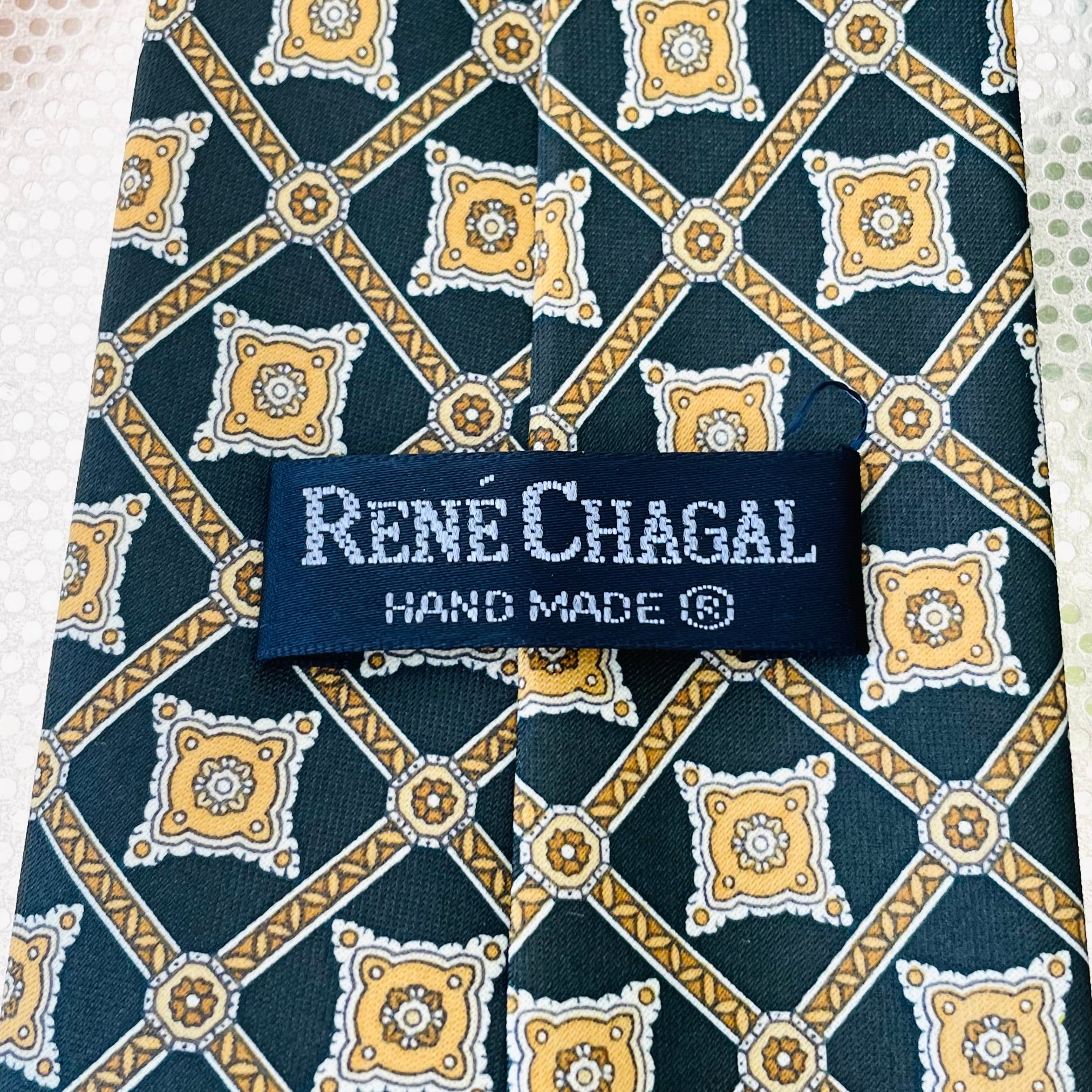 Green and Gold Silk Tie