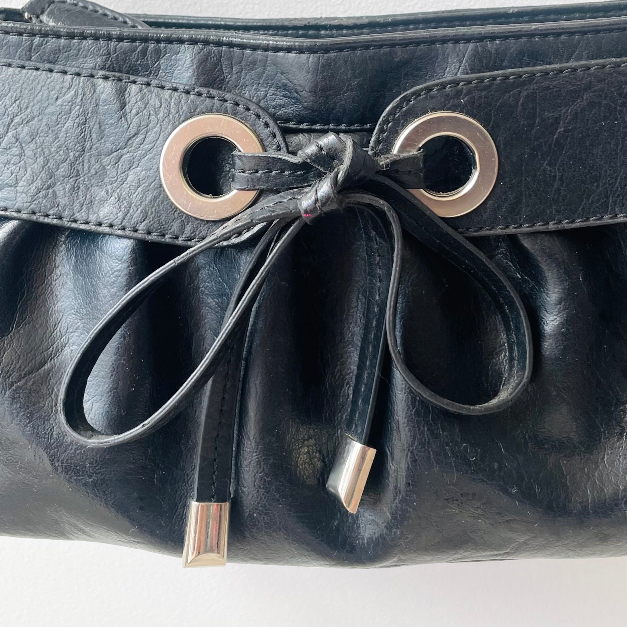Faux Leather Bow Detail Cross Body Bag