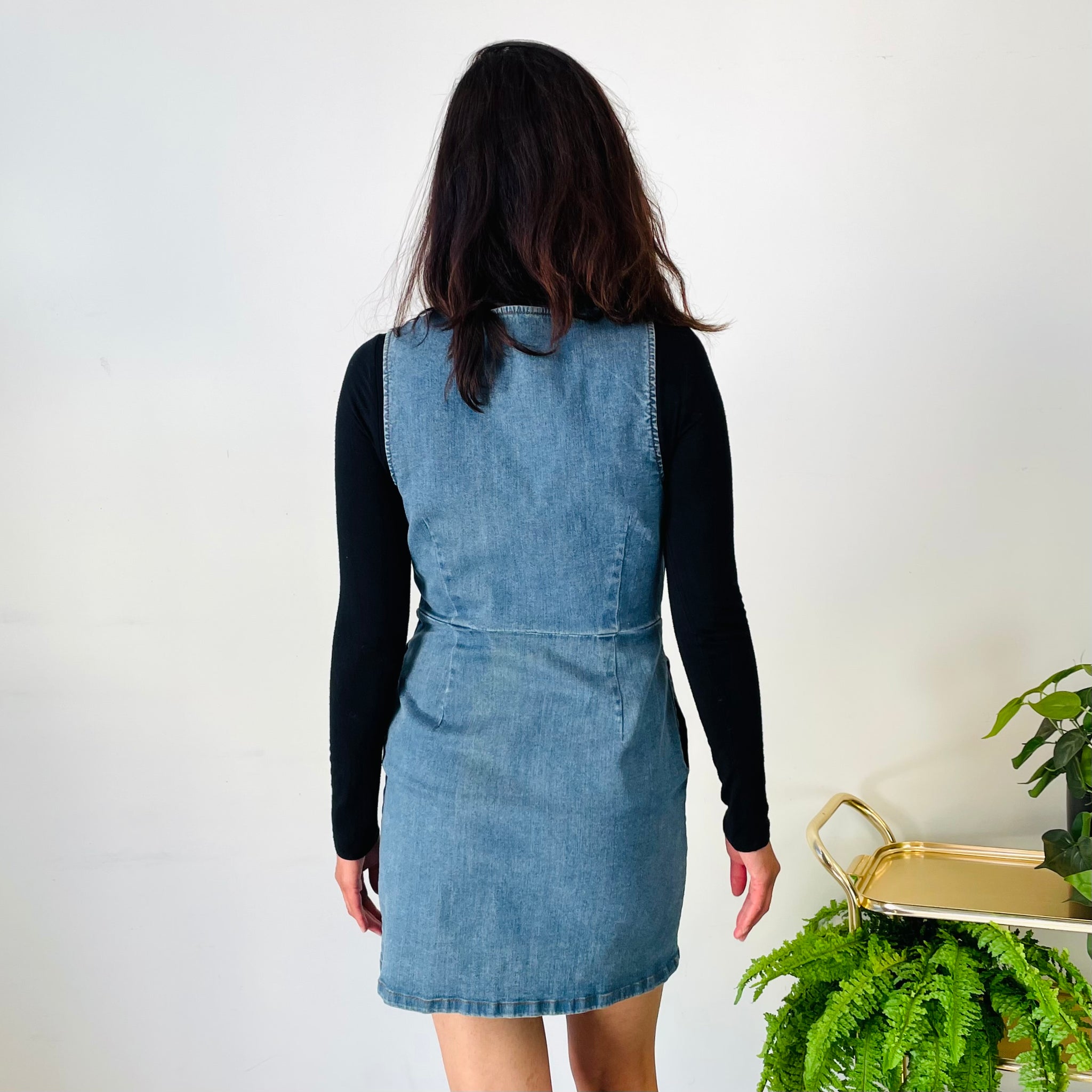 Button Up Denim Mini Dress (S-M)