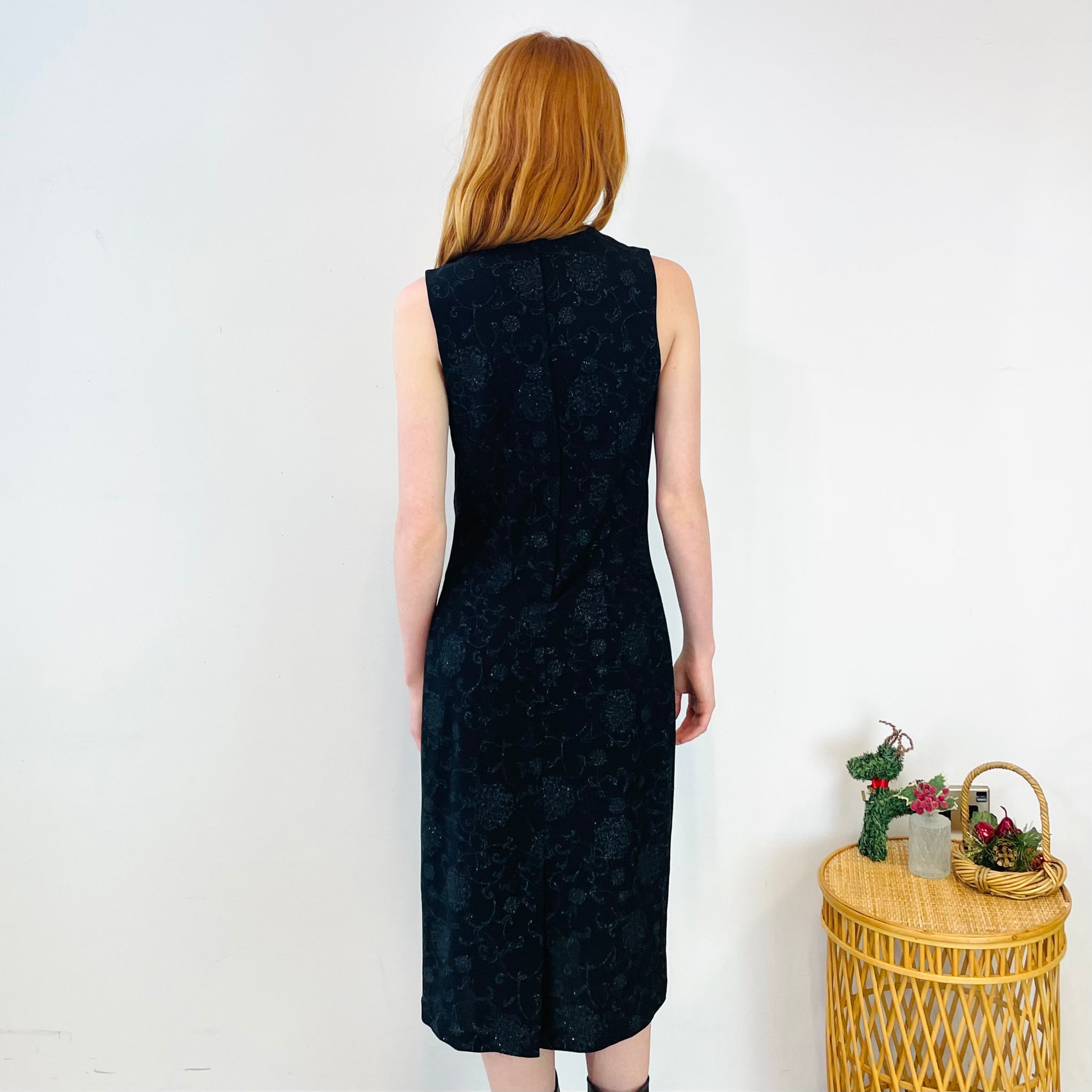 Sparkly Floral Midi Dress (S)