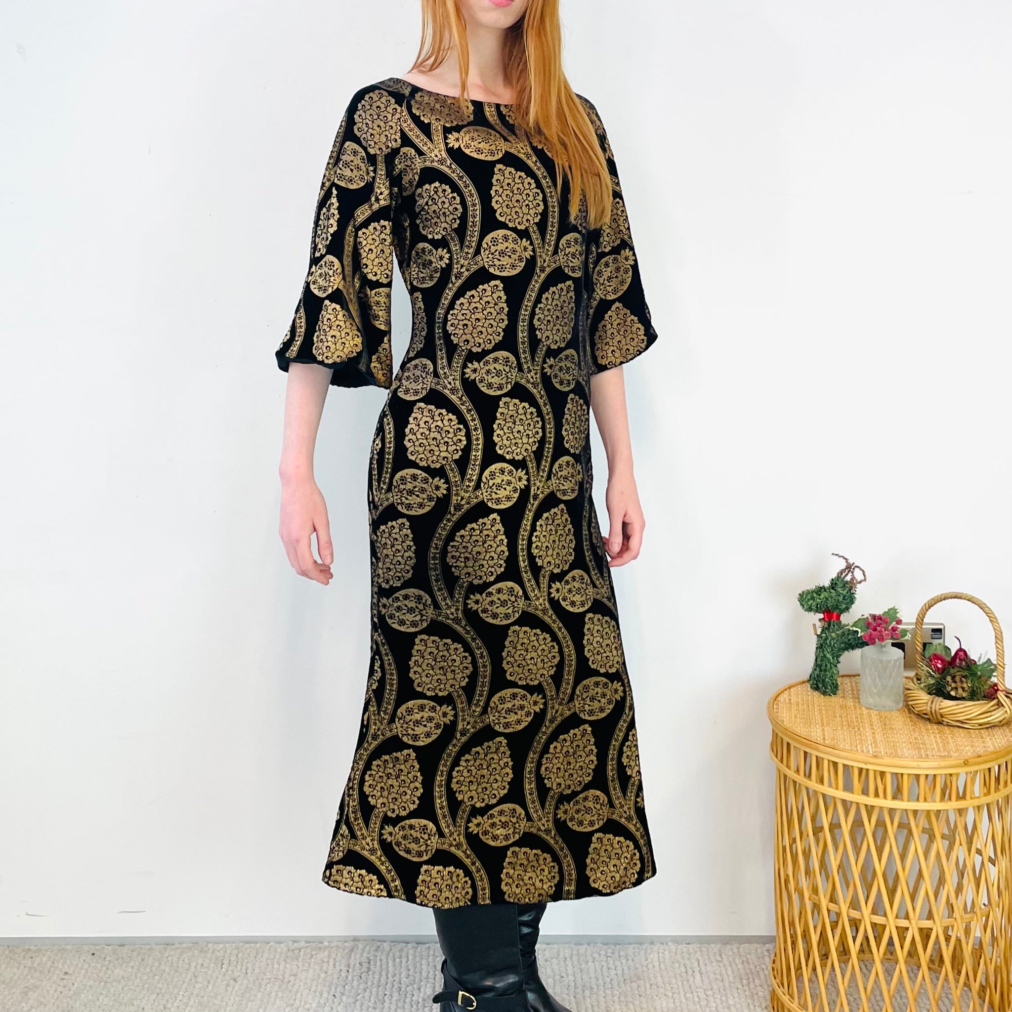 WORLD Velvet Floral Maxi Dress (S)