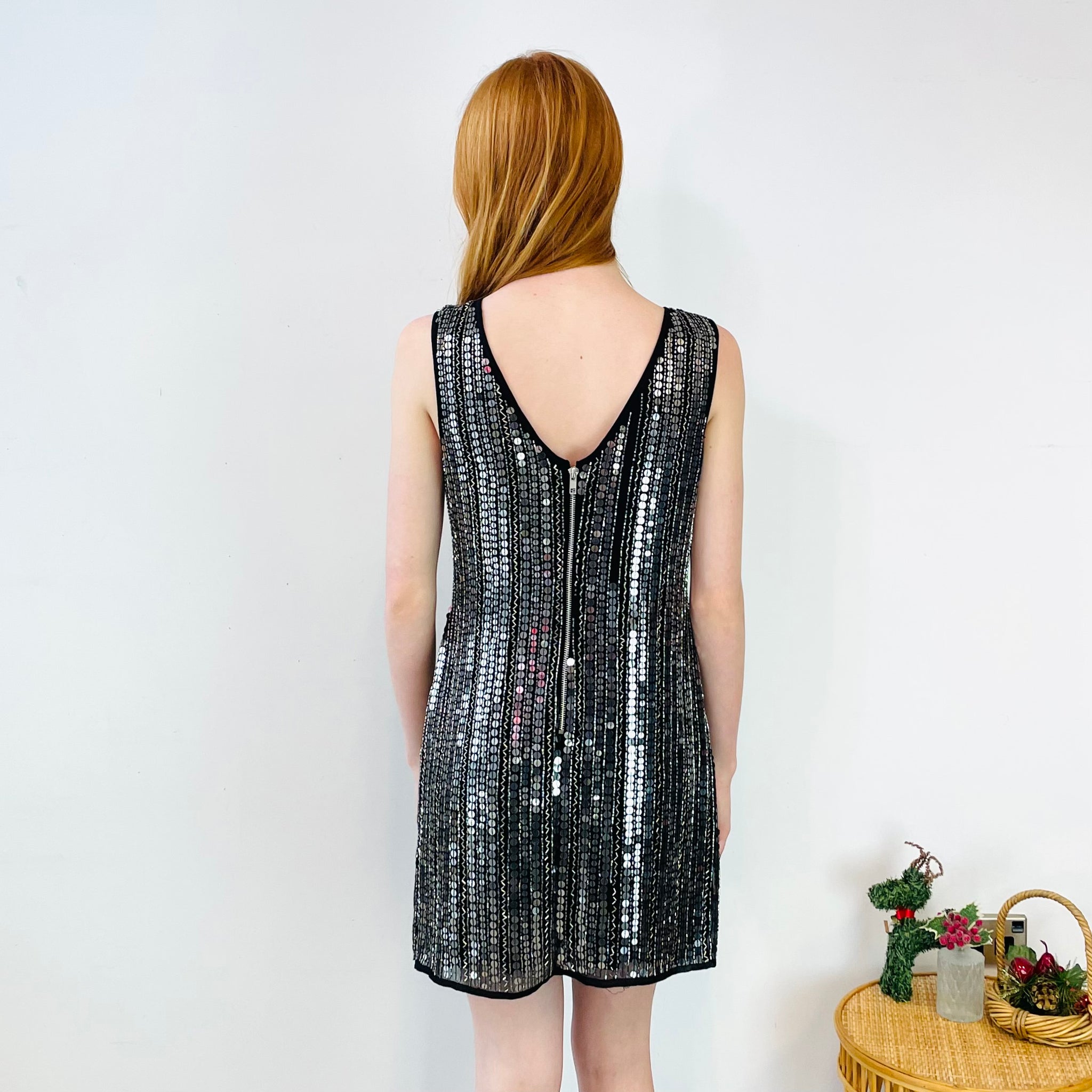 Sequin and Beaded Mini Dress (S)