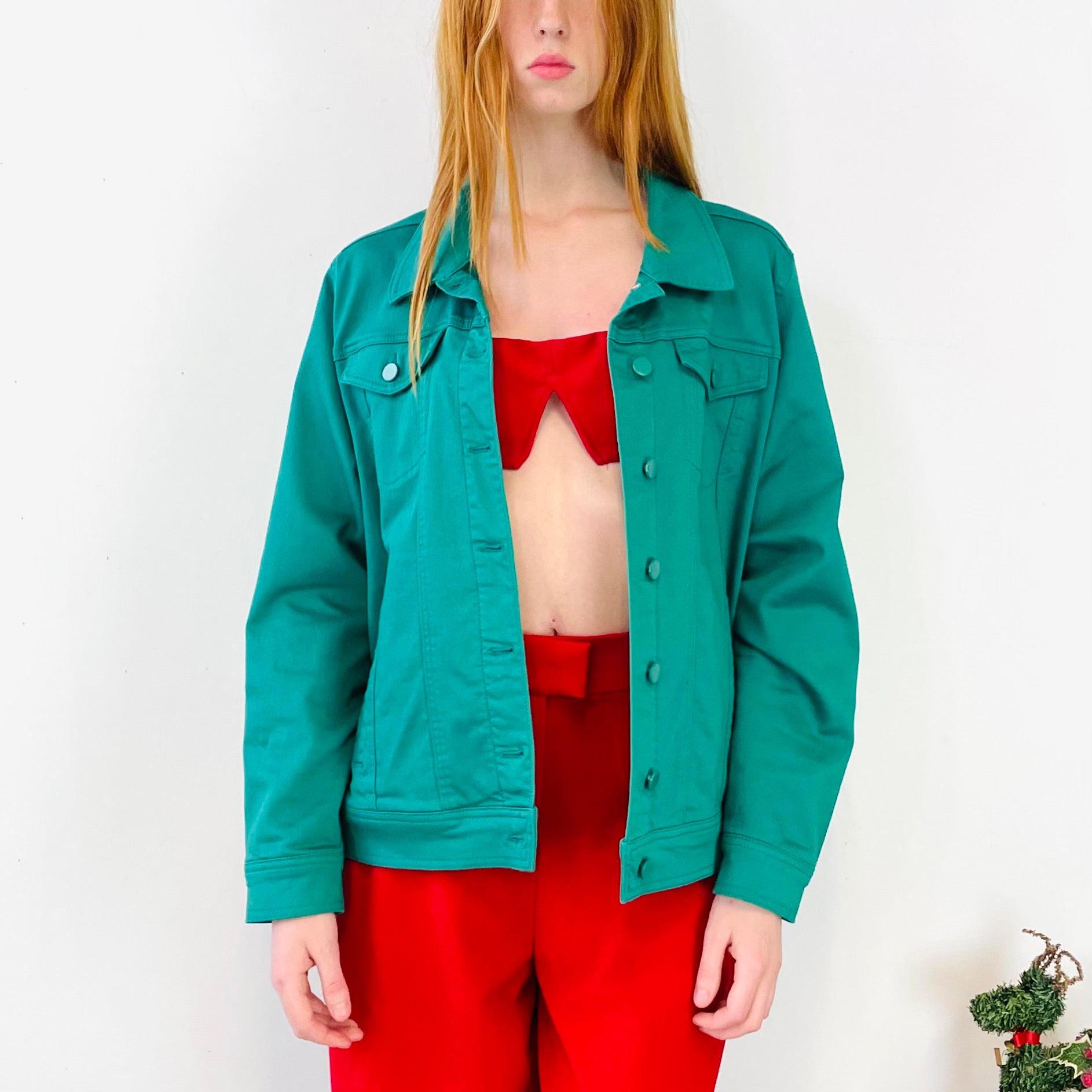Green Stretch Denim Jacket (XL)