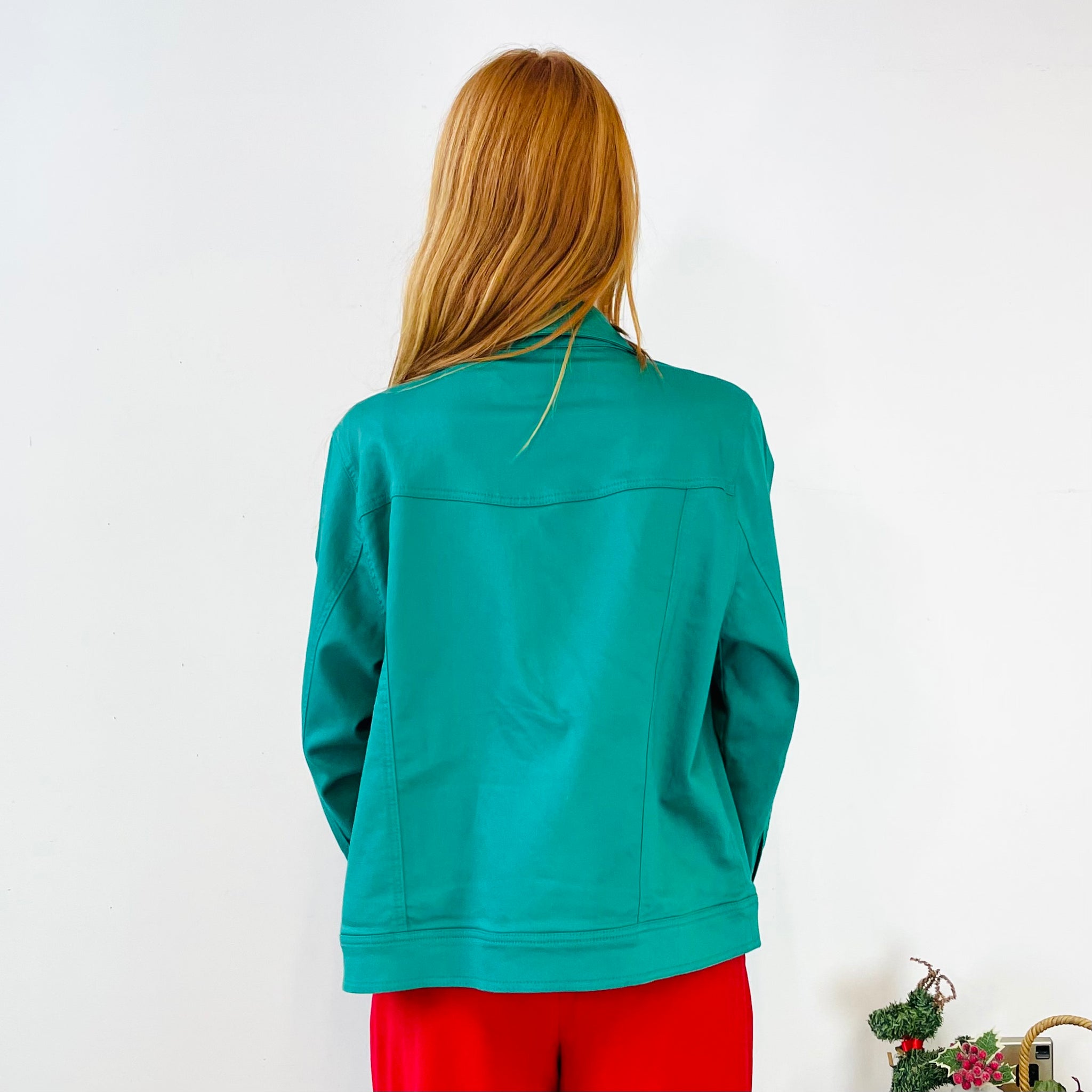 Green Stretch Denim Jacket (XL)