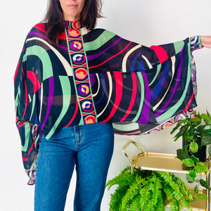 Colourful Chiffon Poncho Top (XS-S)