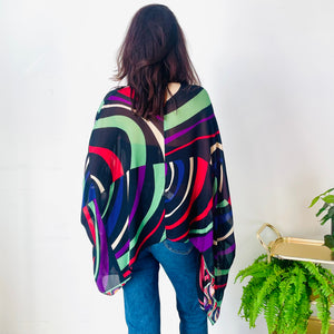 Colourful Chiffon Poncho Top (XS-S)