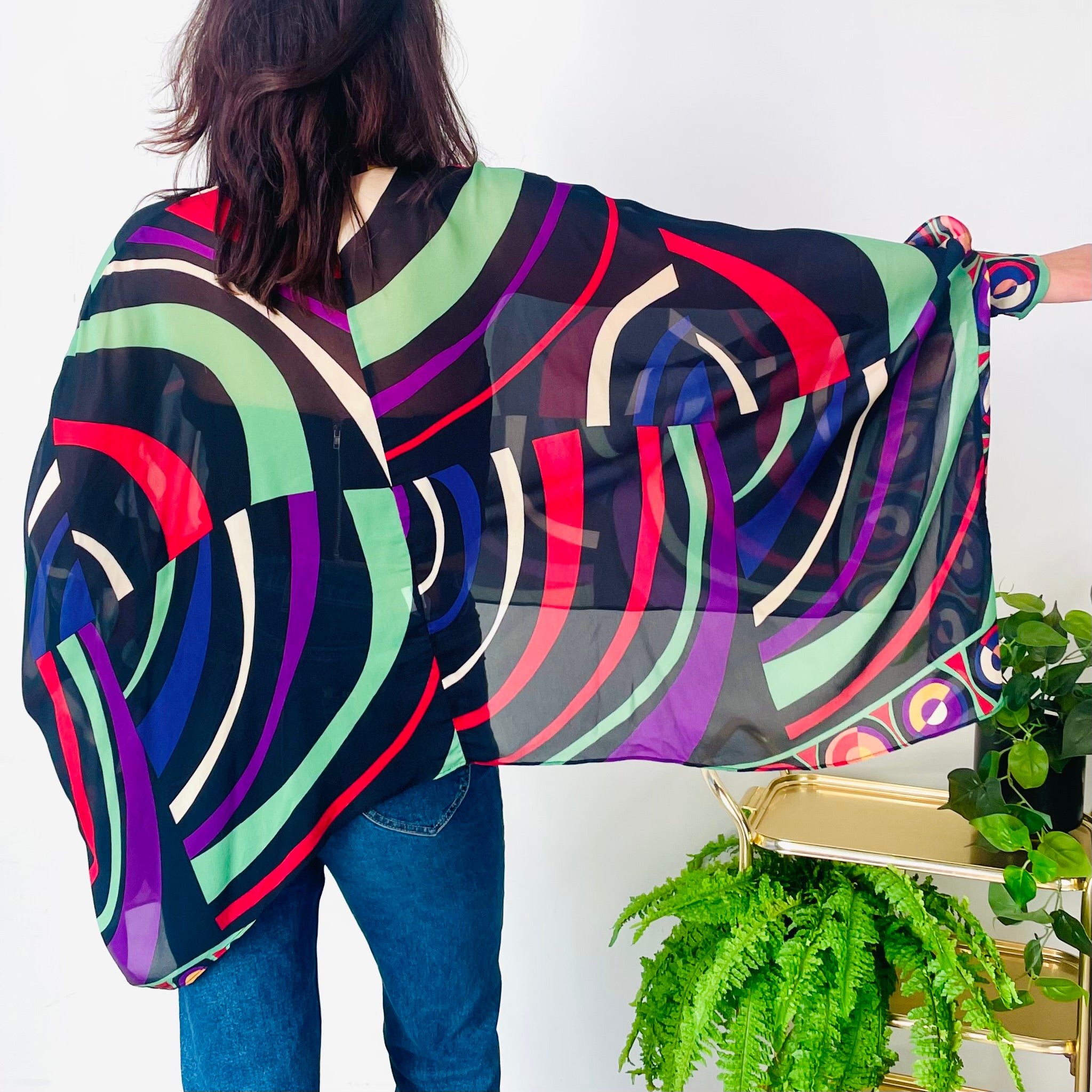 Colourful Chiffon Poncho Top (XS-S)