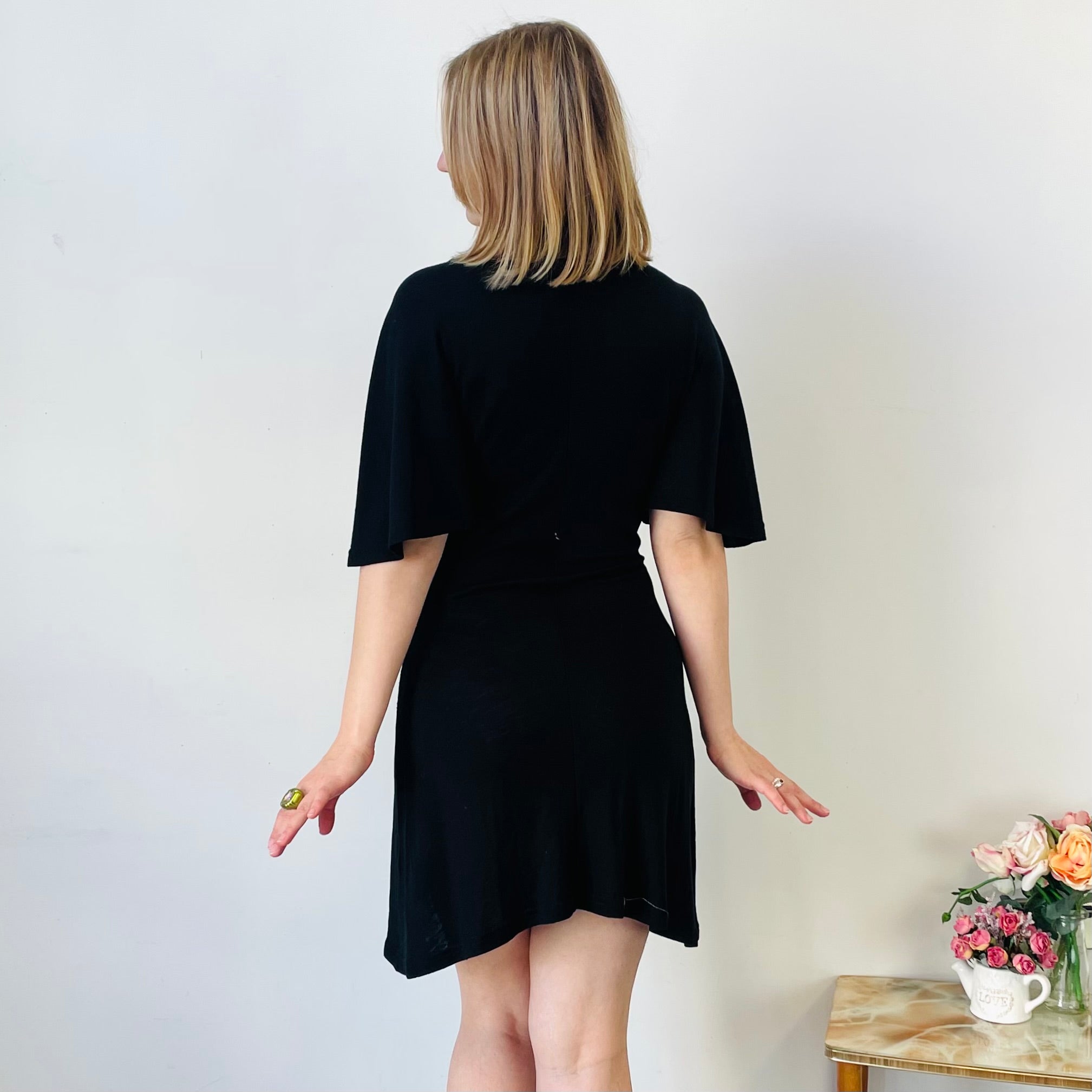 Wool Butterfly Sleeve Mini Dress (XS-S)
