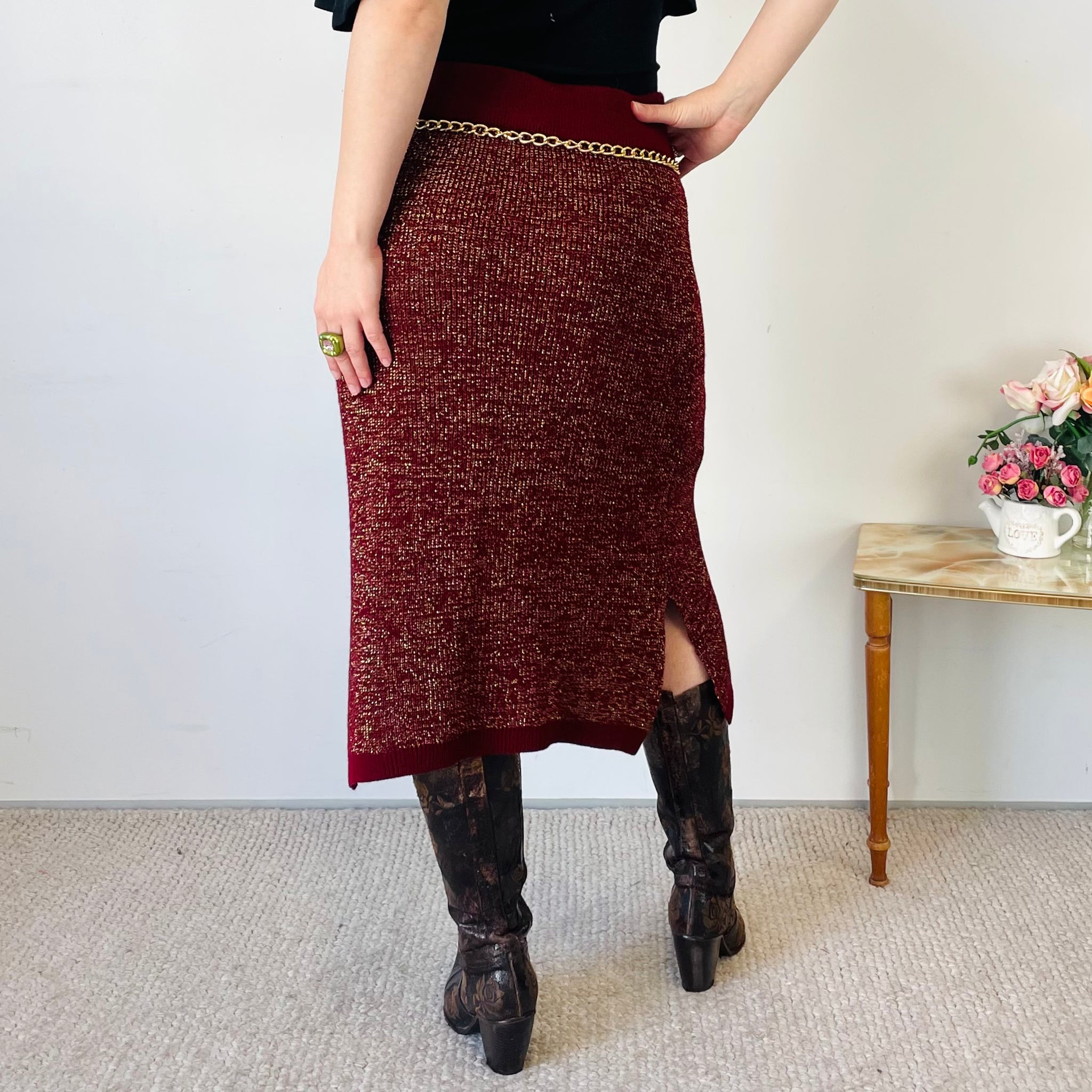 Sparkly Knit Midi Skirt (M)