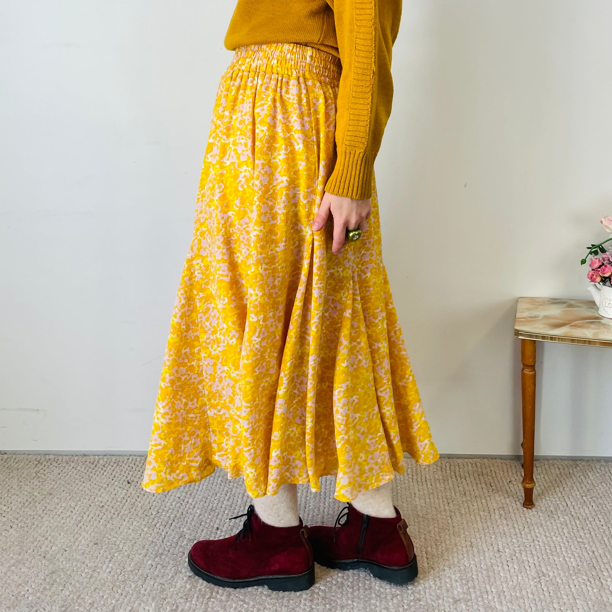 Flared Floral Midi Skirt (XS)
