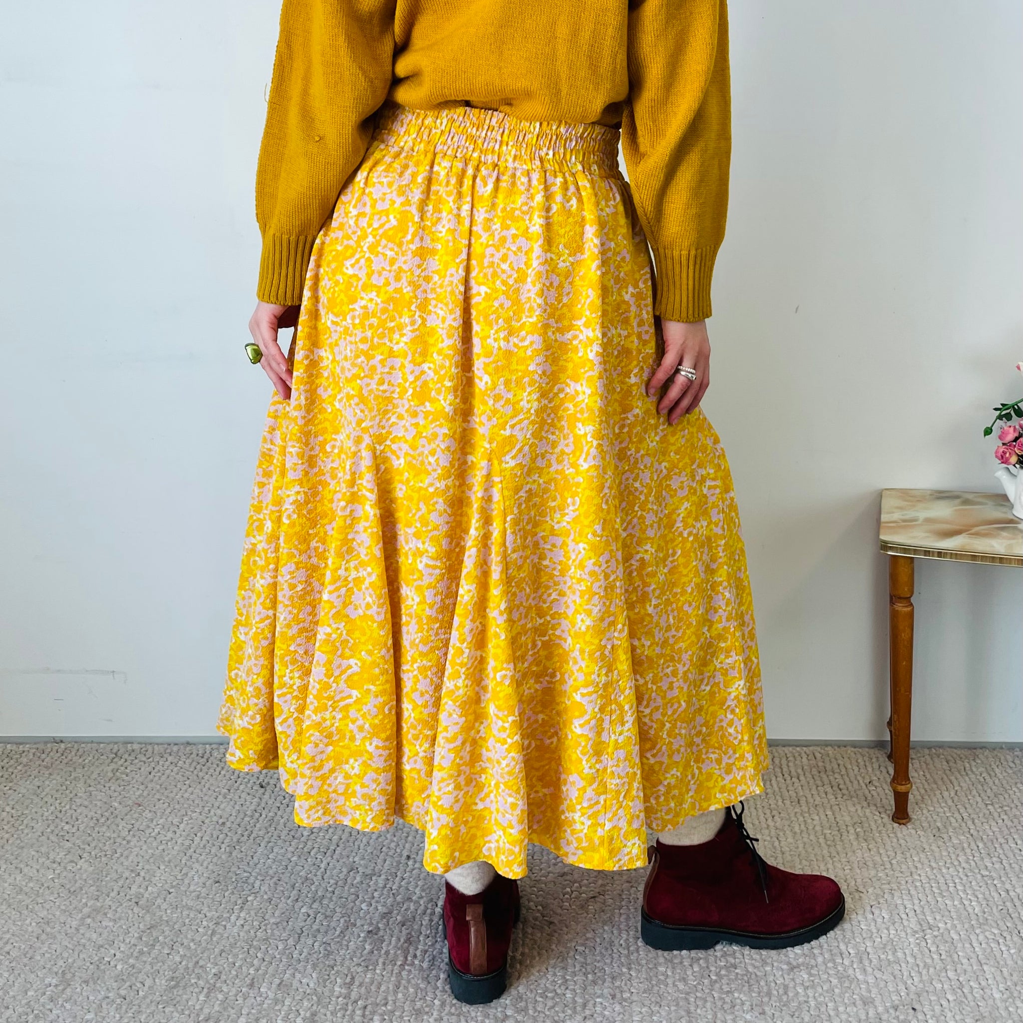 Flared Floral Midi Skirt (XS)