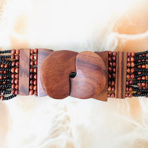 Vintage Stretch Beaded Wooden Belt (S-M)
