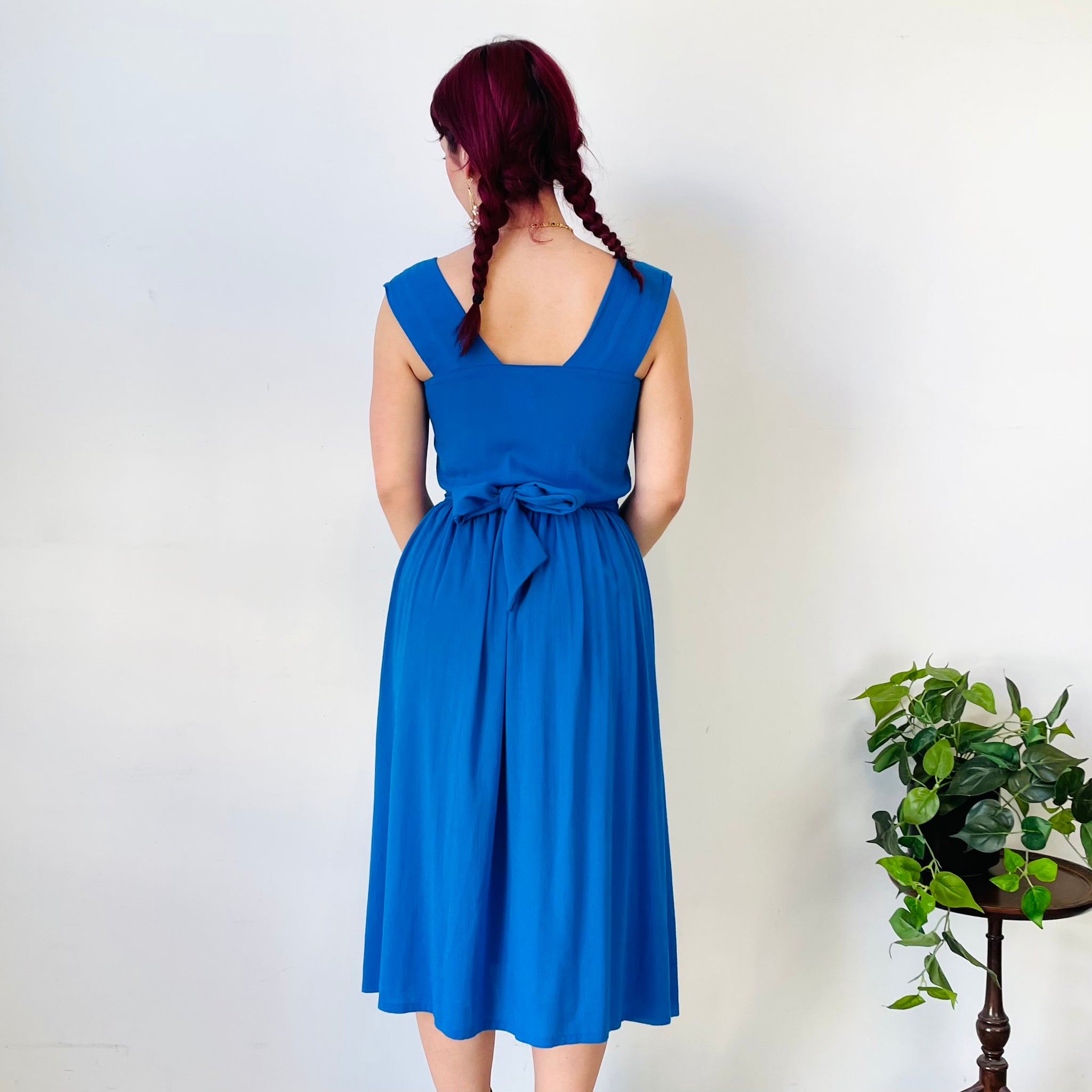 Vintage Button Front Midi Dress (S)